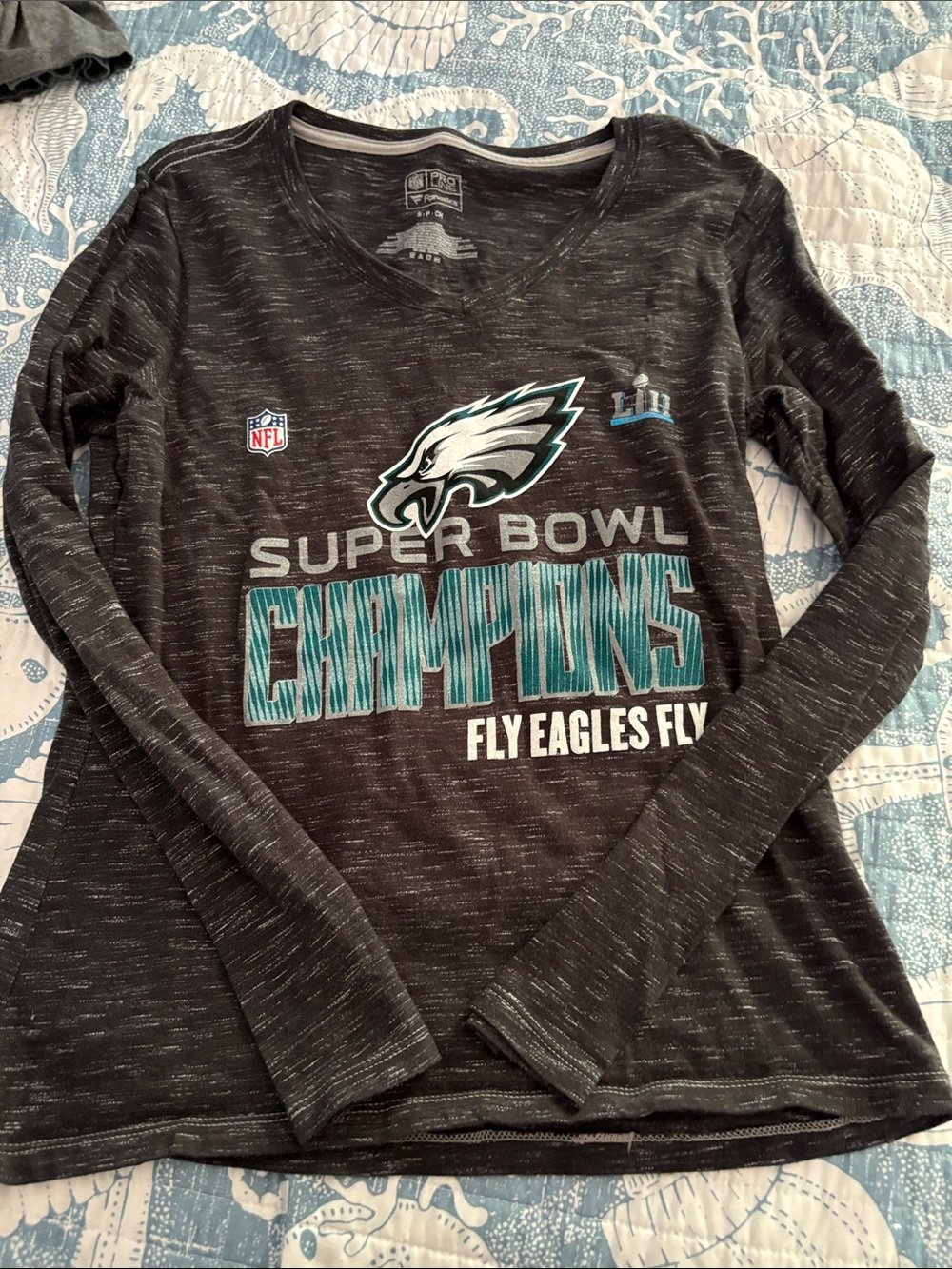 NFL Philadelphia Eagles Long Sleeve Tee - Black/Teal/White. NWOT.